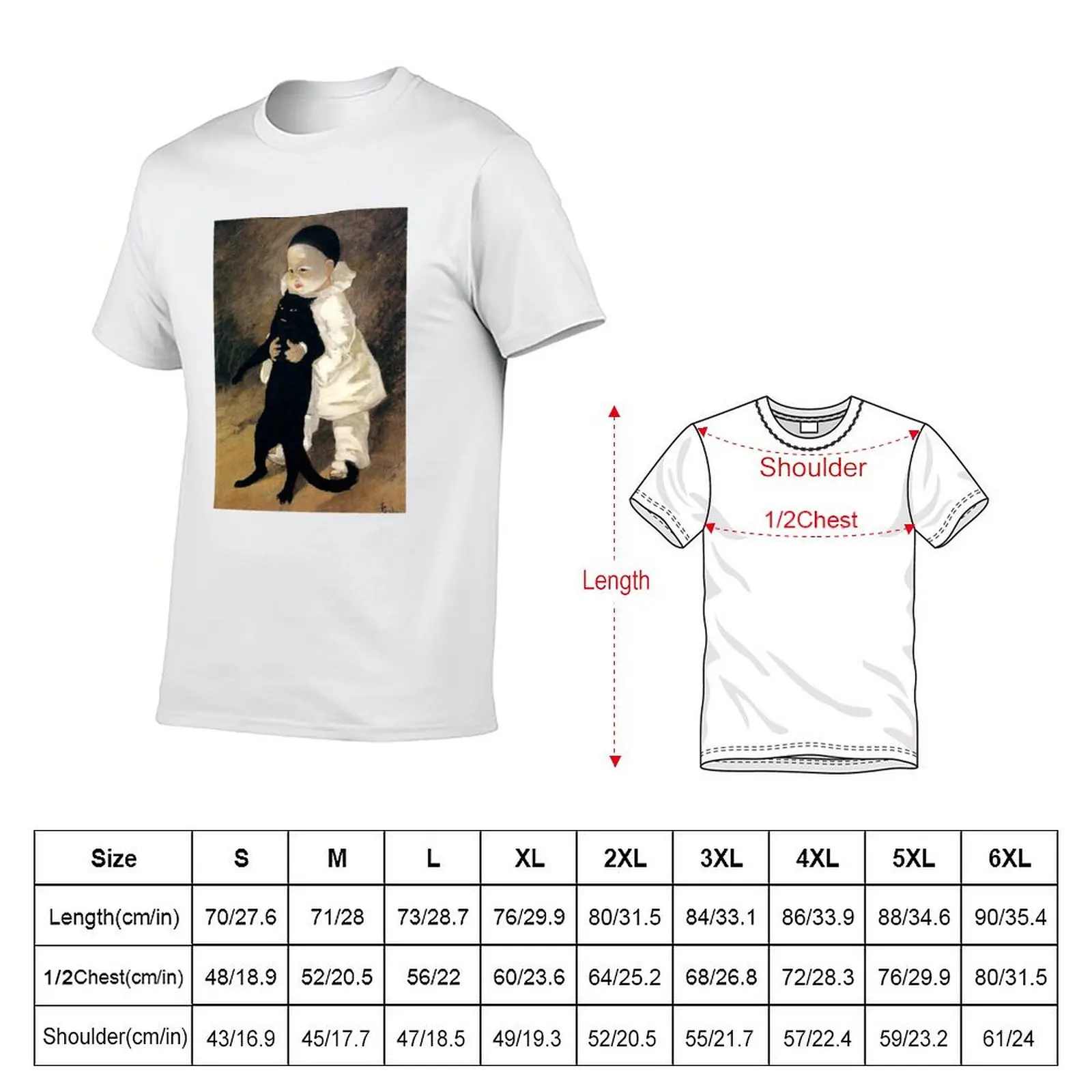 Pierrot et le Chat (Pierrot and cat) _Théophile Alexandre Steinlen Painter (1859-1923) T-Shirt Plus Size Short Sleeve T-Shirt
