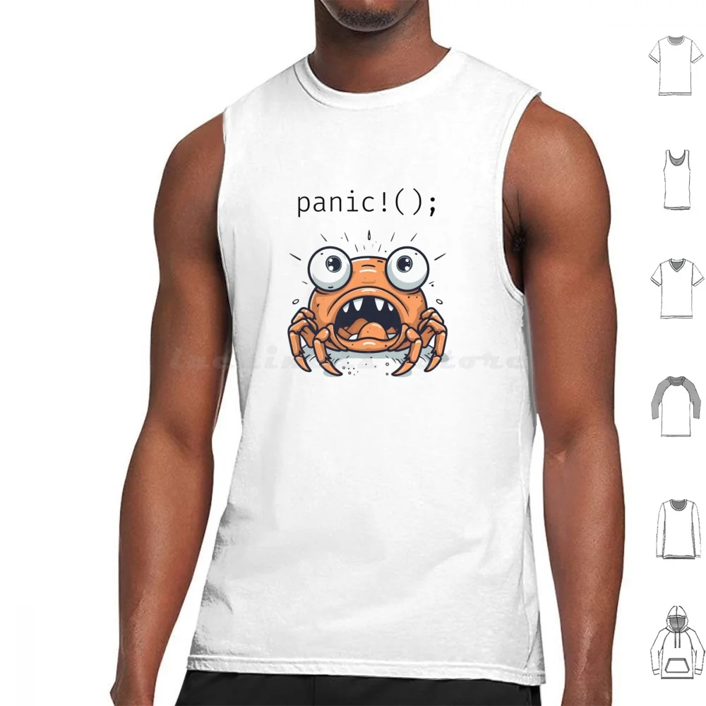 Panicked Ferris Graphic Tank Tops Vest Sleeveless Ferris Apollolabs Rustacean Rust Rust Lang Rust Programmer Rust Developer