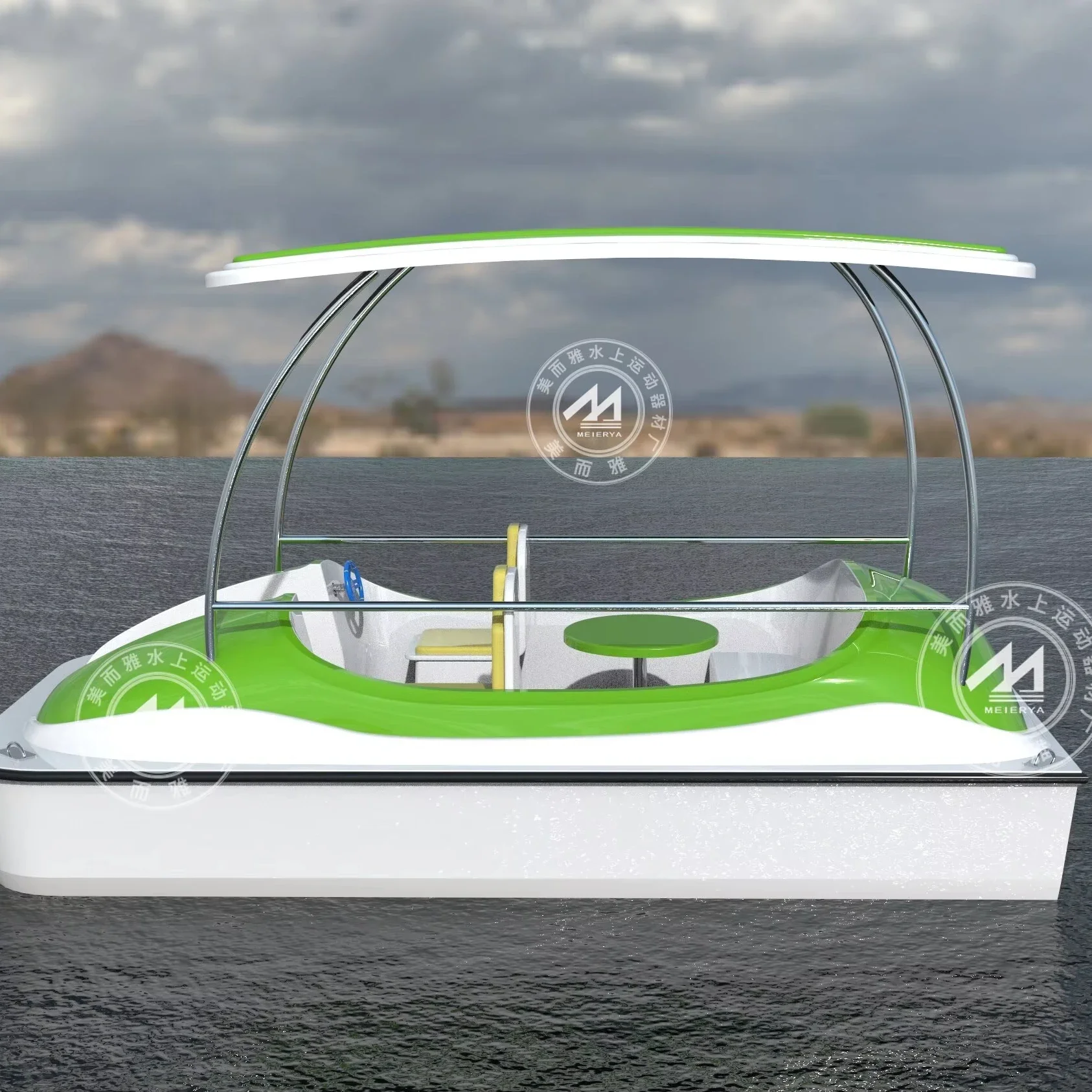 

Electric boat waterplay crafts Factory made hot sale safe and comfortable 5 people fiberglass adult water electric pedal boat