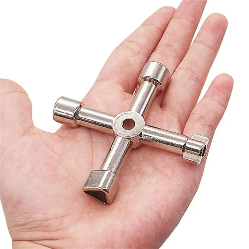 Multi-function Universal Square Triangle Key Wrench Valve Electric Meter Cabinet Elevator Door Cross Ratchet Switch Wrench 1PCS