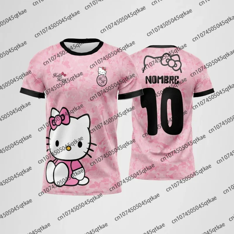 2025 طبعة خاصة سانريو مرحبا كيتي رقم 10 كرة القدم جيرسي ثلاثية الأبعاد س الرقبة تنفس الرياضة المحملة الرجال النساء الشارع الشهير موضة تيز #2