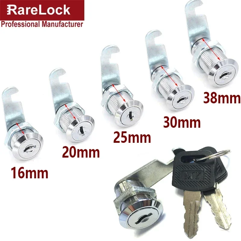 

4 Size Drawer Cam Lock with 2 Keys for Mailbox File Cabinet Tool Box Locker Furniture Hardware Rarelock I