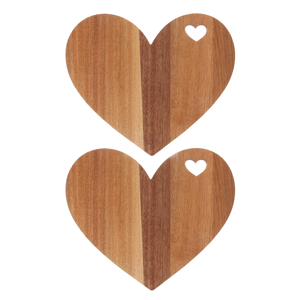 

2 pcs Wooden Heart Shaped Cutting Board Cheese Charcuterie Tray Kitchenware For Bread Fruit Serving Sturdy Easy Clean