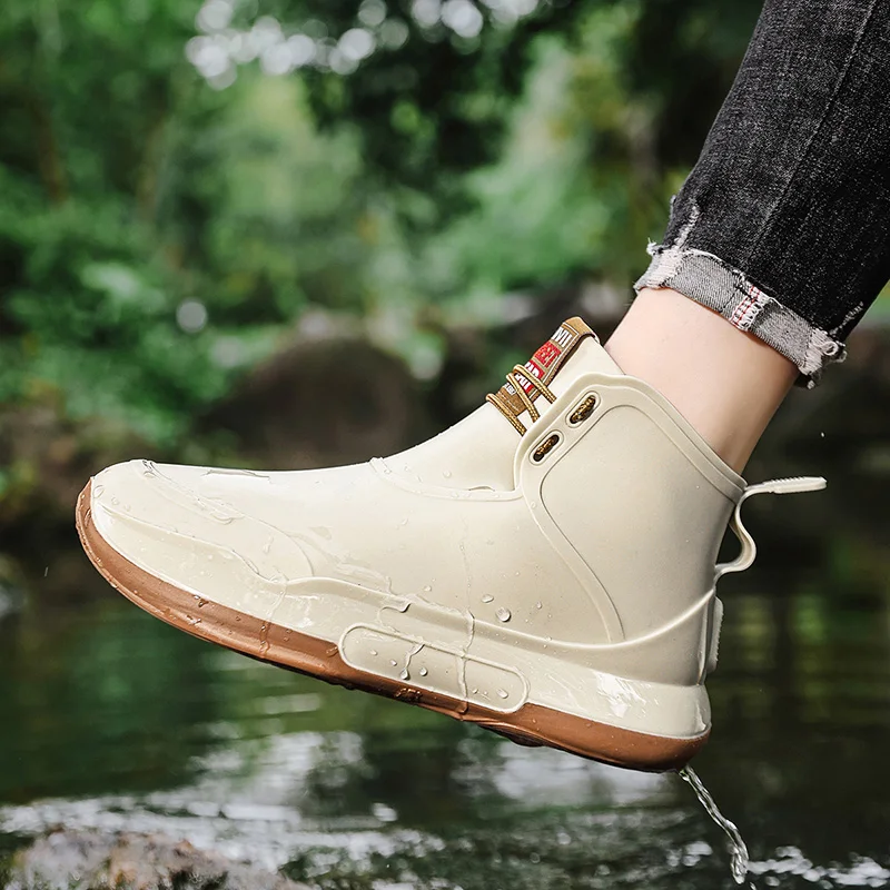 

Men's Short Rain Shoes Mountain Climbing Rainforest Hiking Non-slip Waterproof Women's Comfortable Sports Couple Rain Boots Male