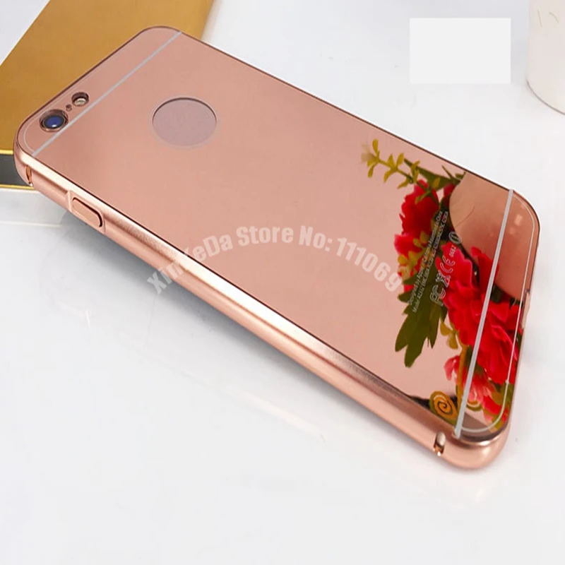 50pcs Mirror Case For iPhone 12 11 pro max Xs XR Aluminum Frame + Hard PC Plating Back Cover For iPhone 6s 7 8 Plus Metal Cover