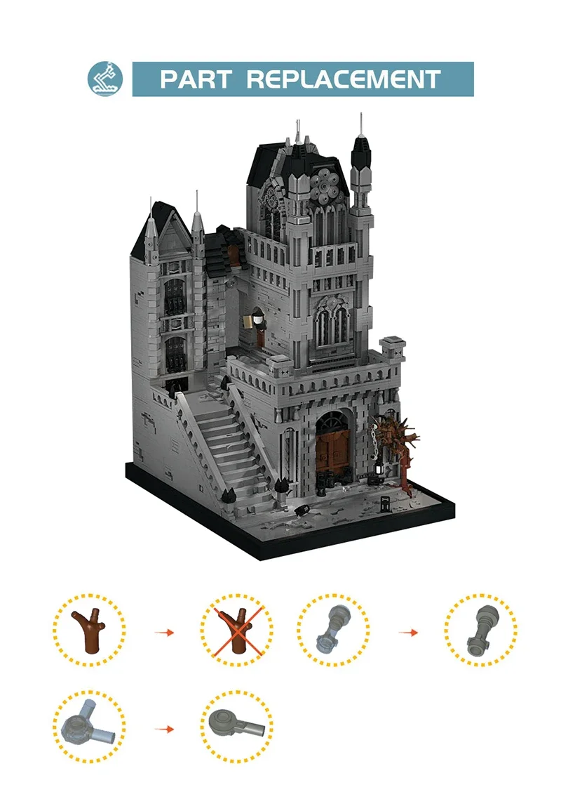 BuildMoc Dark Castle Bloodborne The Streets Of Yharnam Building Blocks Set Retro Palace Toys Children Birthday Christmas Gifts