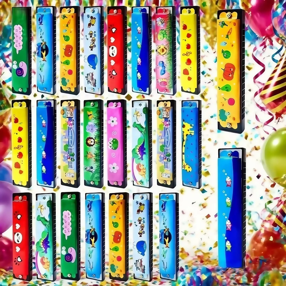 6/12 قطعة هارمونيكا معدنية وخشبية 16 فتحة للأطفال عيد ميلاد الطفل دش المدرسة رياض الأطفال كرنفال حفلة هدية بيناتا ملء