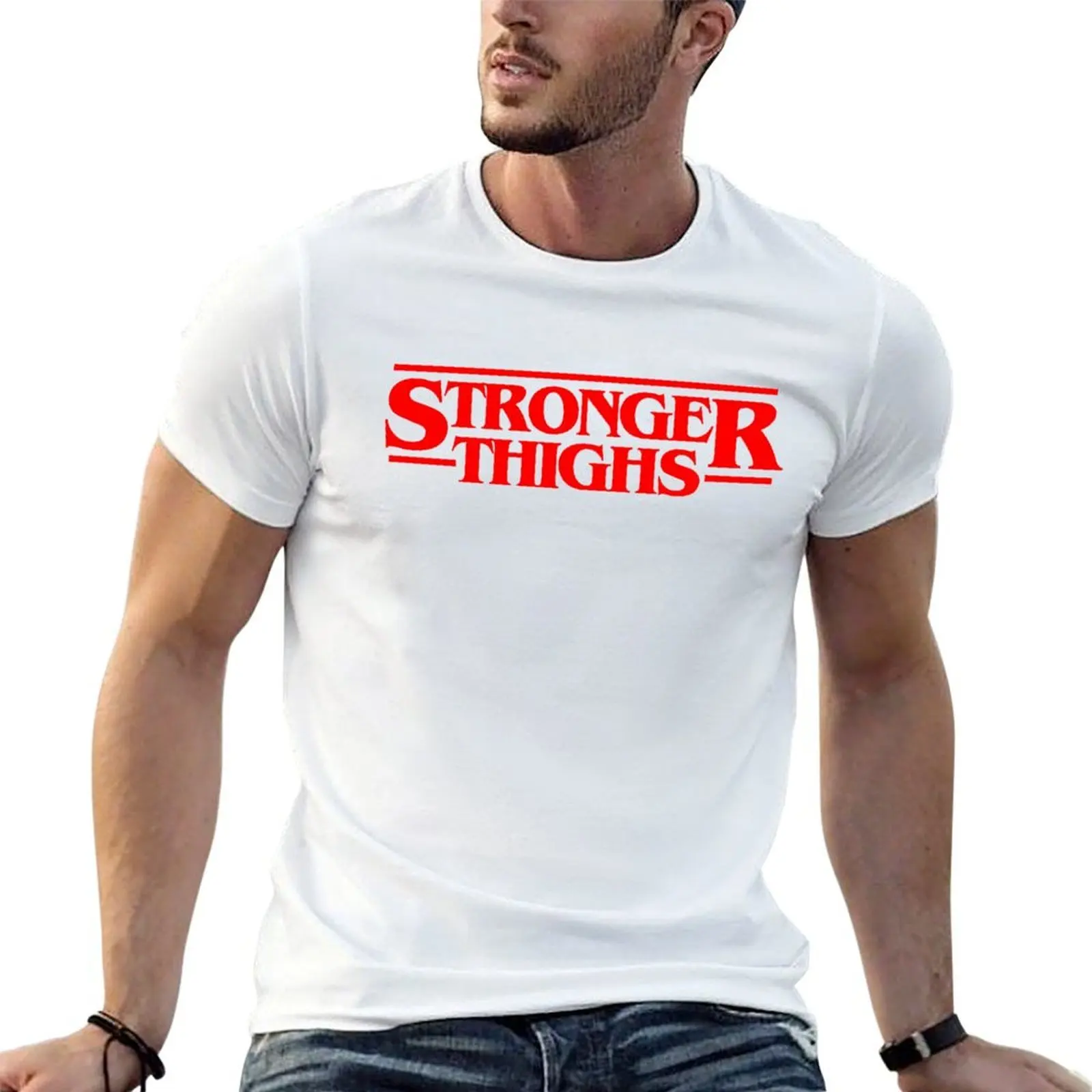 Stronger Thighs ! Exercise Fitness Runner T-Shirt Man t-shirt football t shirt mens workout shirts