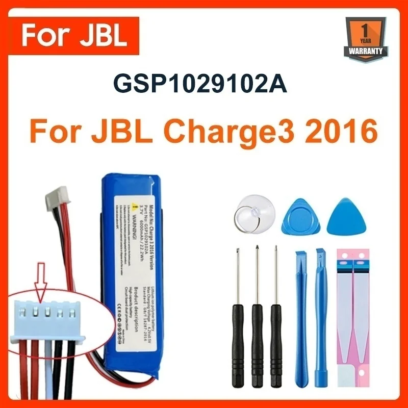 Original GSP1029102A 6000mAh Replacement Battery For JBL Charge 3 2016 Version Charge 3 Speaker Batteries