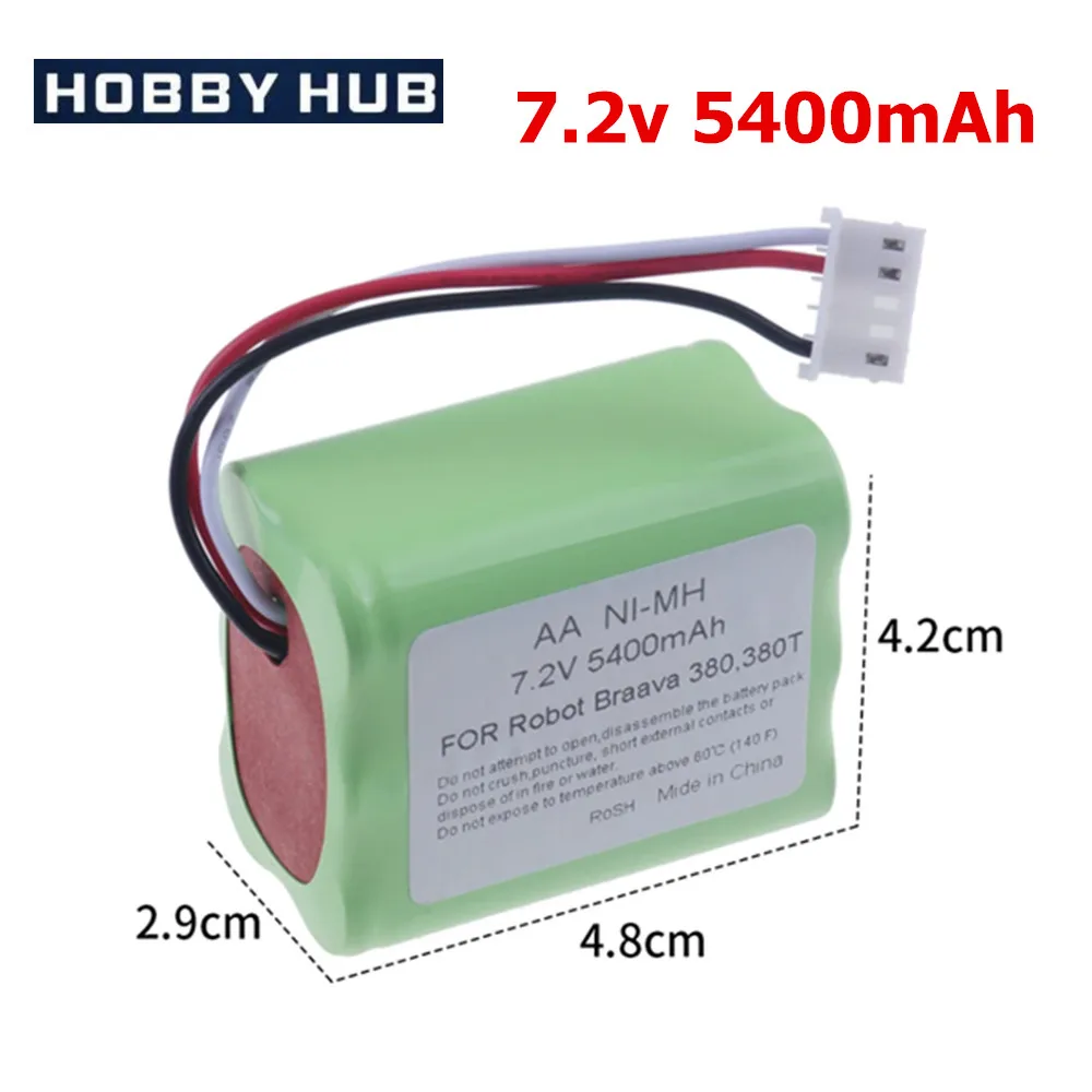 Original 7.2V 5400mAh Battery for iRobot Roomba Braava 380 380T Mint 5200c Ni-MH 2500mAh 2.5Ah 7.2v Rechargeable battery 1Pcs