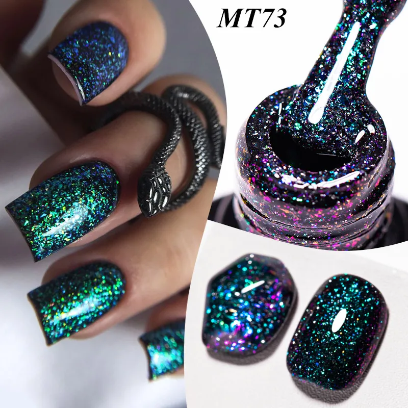 

7ml Starry Sky Reflective Glitter Gel Nail Polish, Holographic Laser Sparkly Sparkling Gel Soak Off LED Gel Polish for Nail DIY