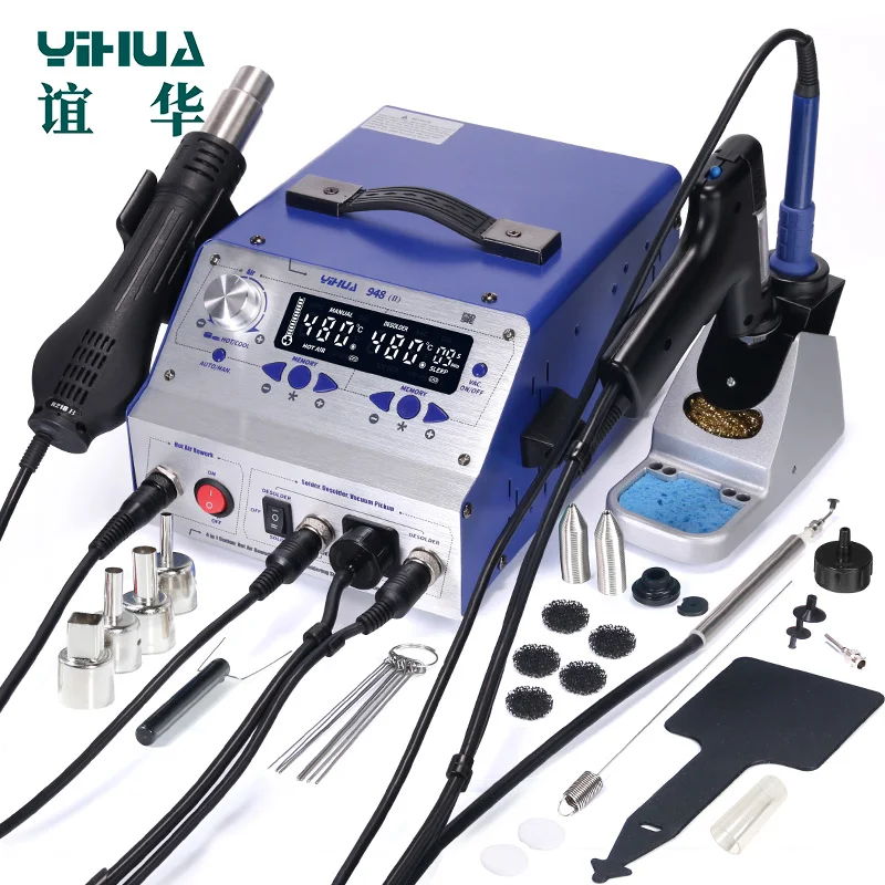 YIHUA 948-II Suction Tin Gun Desoldering Station Hot Air Gun Soldering Iron Suction Pen 4 in 1 Intelligent Soldering Station