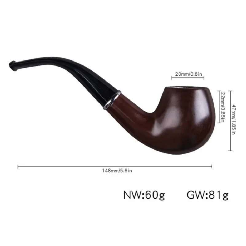 R&R Ebony Resin Smoking Pipe Old-fashioned Retro Curved Style Removable Wood Grass Grinder Tobacco Pipes Smoke Accessories