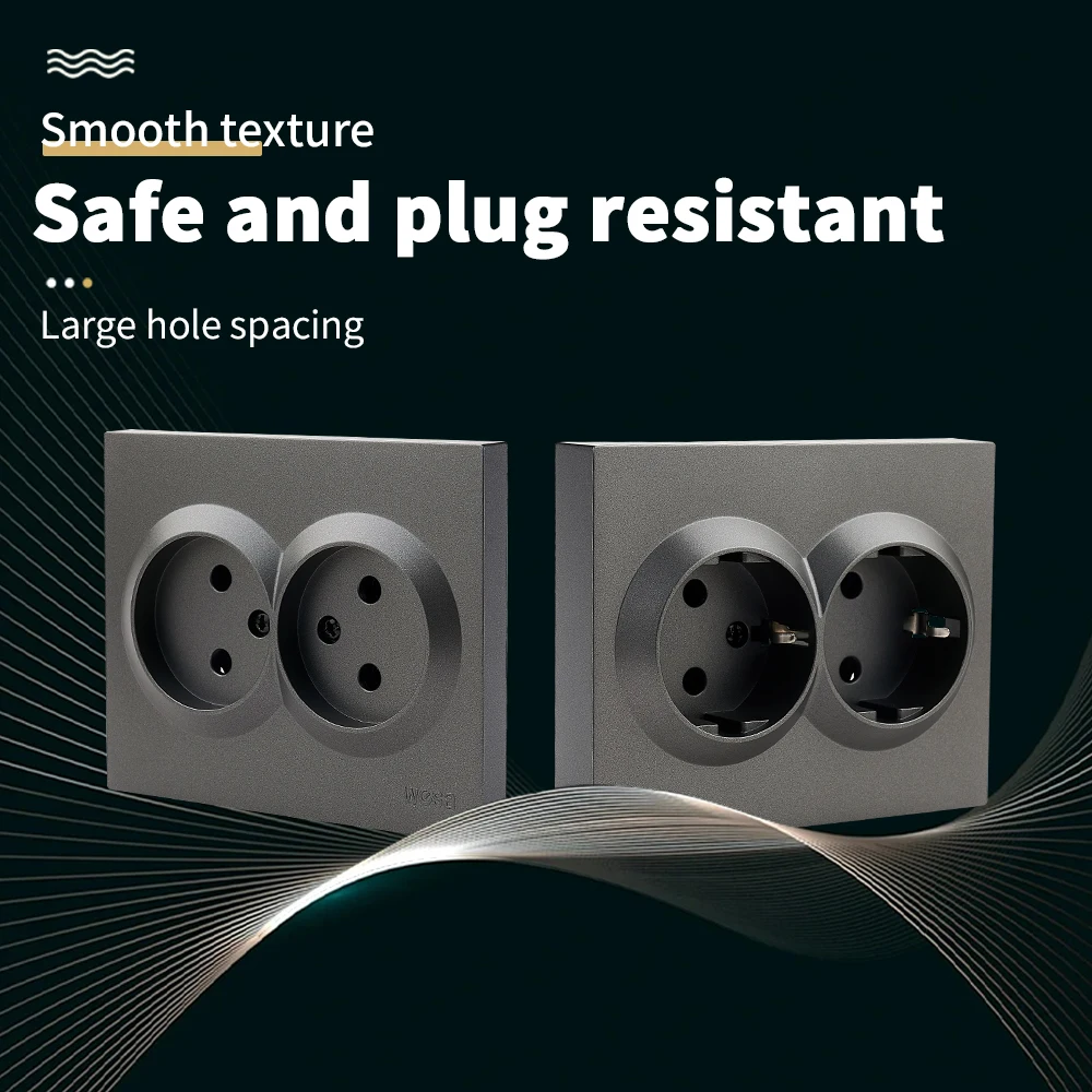 Grey Electrical Outlets With Ground Classic Paint Plastic Plugs Socket AC Power Sockets 250V EU Standard Flame Retardant Socket view 2