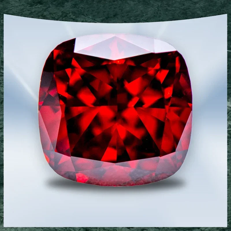 

Cubic Zirconia Crushed Ice Cut No Certificate Square Cushion Shape Red Color Charms Beads for Diy Top Jewelry Making Materials