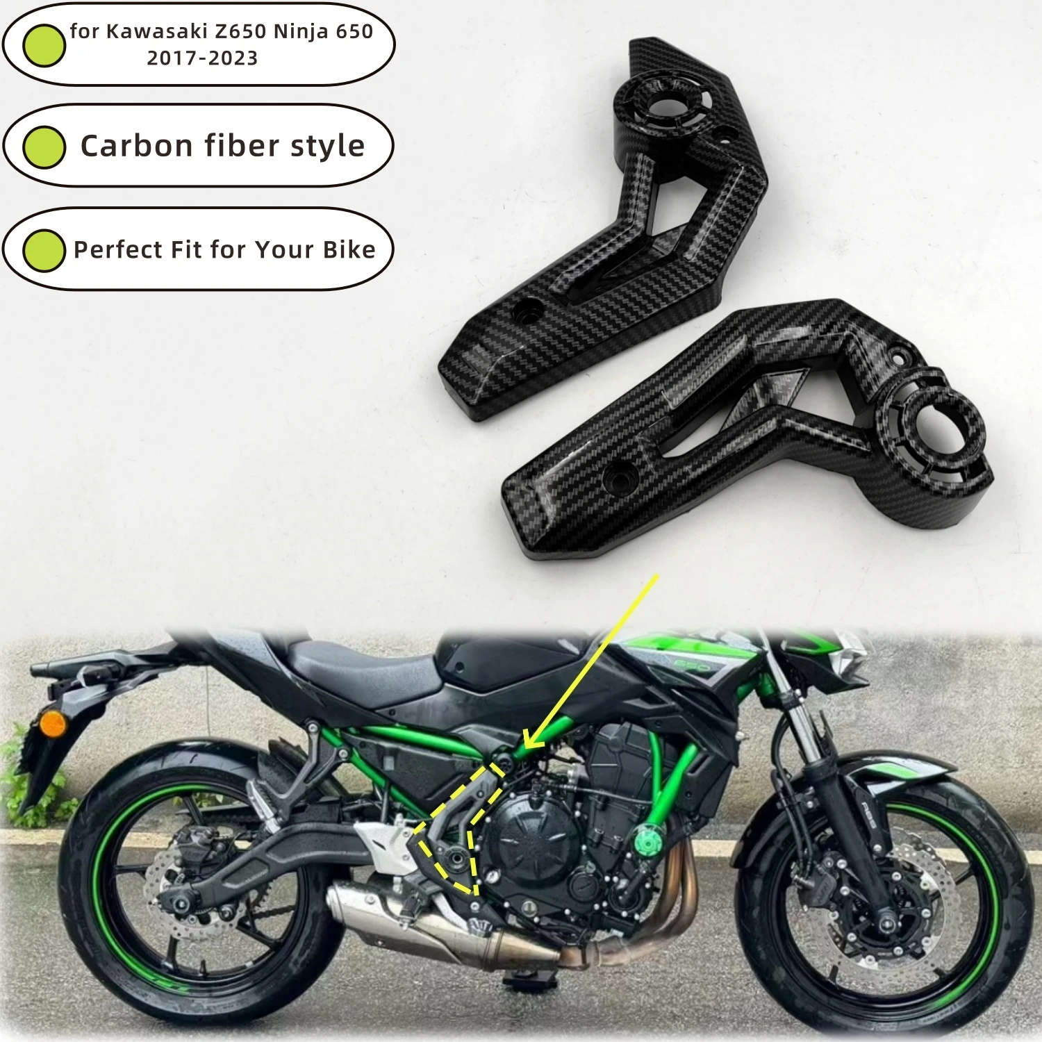 

Motorcycle Side Frame Fairing Panels for Kawasaki Z650 Ninja 650 2017-2023 ABS Body Decoration Cover Parts