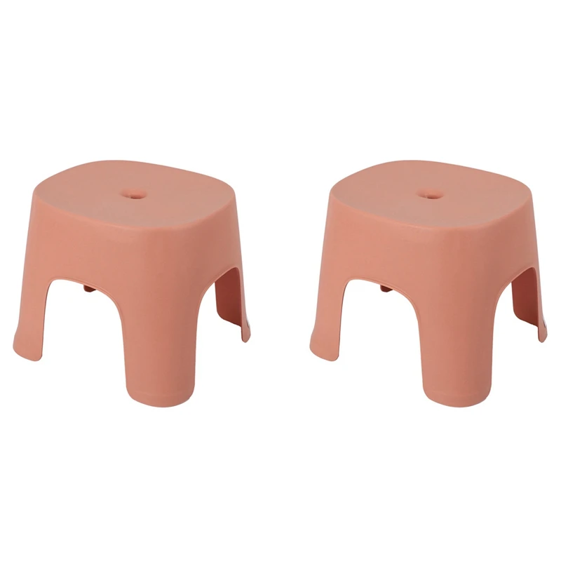 

2X Small Bench Anti-Skid Coffee Table Plastic Simple Stool Adult Thickening Children's Stool For Shoes Short Stool Pink