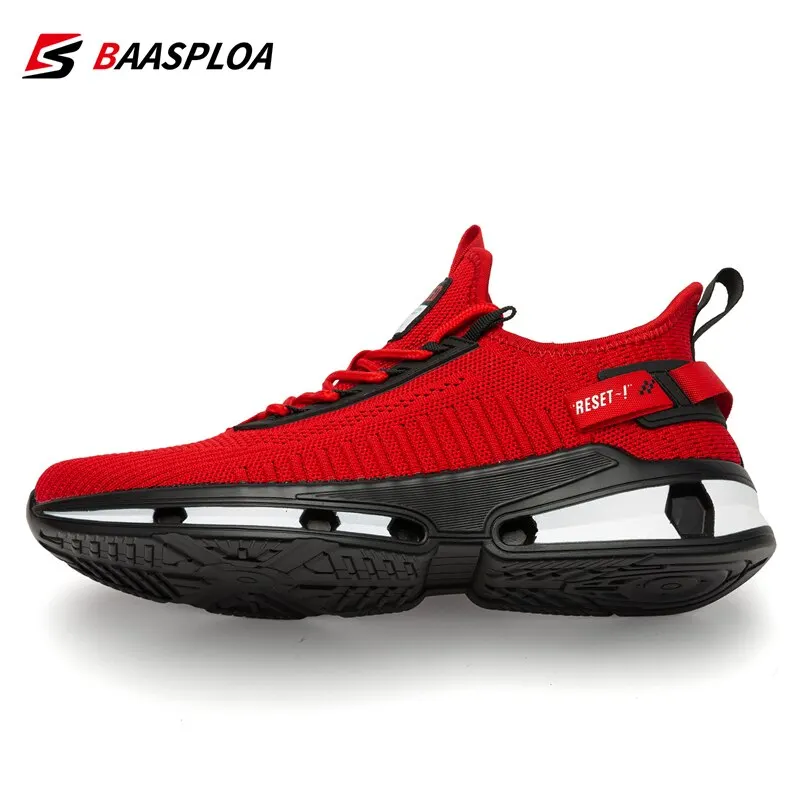 Baasploa 2023 New Men Sneaker Comfortable Knit Walking Shoes Breathable Fashion Sneaker Anti-Slip Shock-Absorbing Casual Shoes