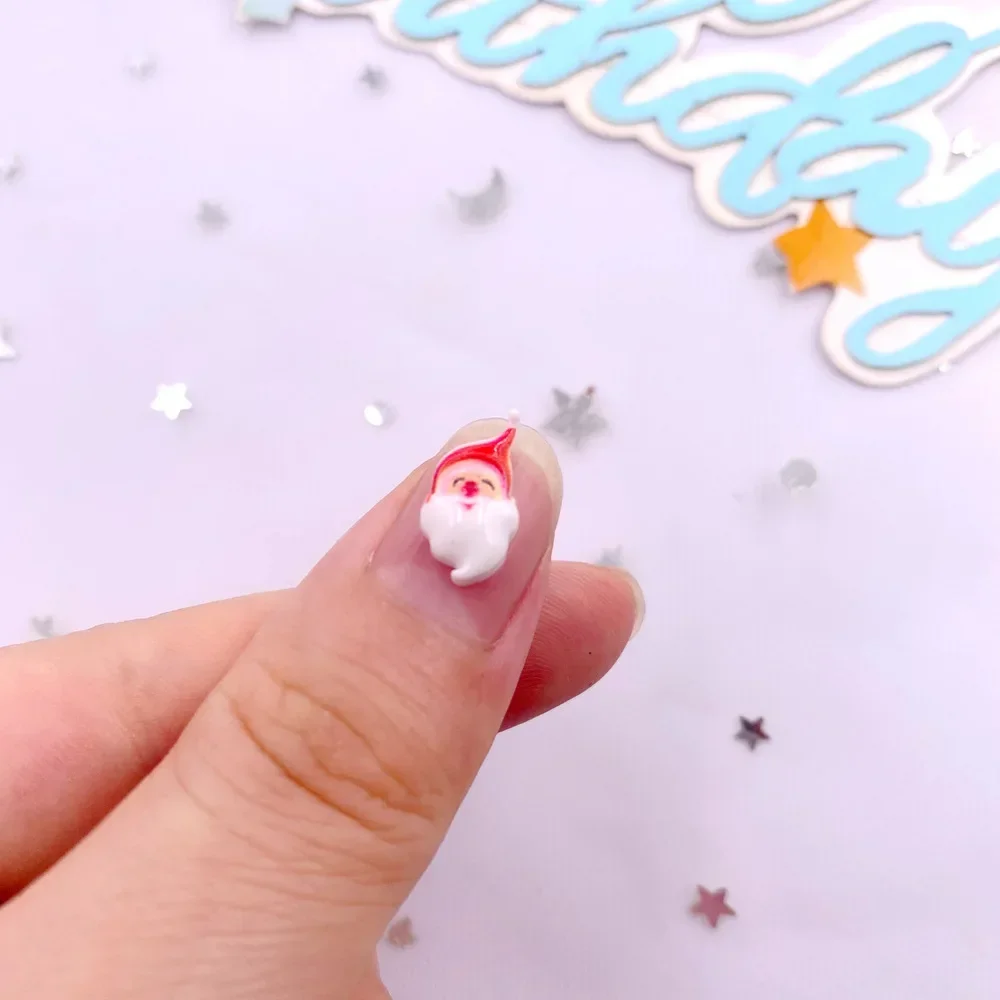 50pcs Resin Colorful Christma Nail Art Decor Santa Claus Snowman Fruit leaves Magic wand Flatback Rhinestone DIY Scrapbook Decor