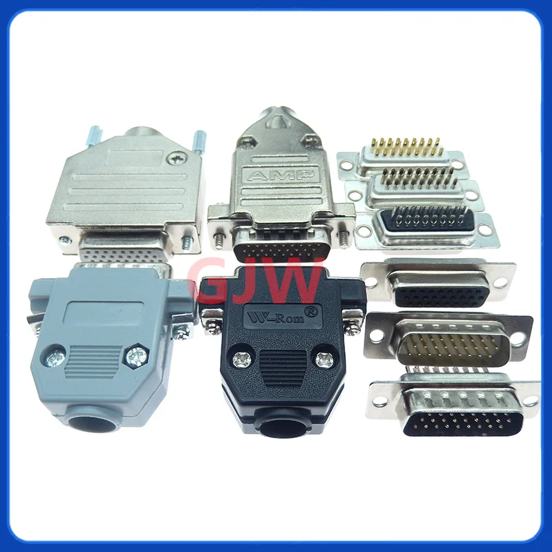 1PCS Male Female DB26 Connector DB 26-pin Welding Wire Parallel Port Plug 3 Rows of 26Pin Soldering Connectors SUB DB26H Shell