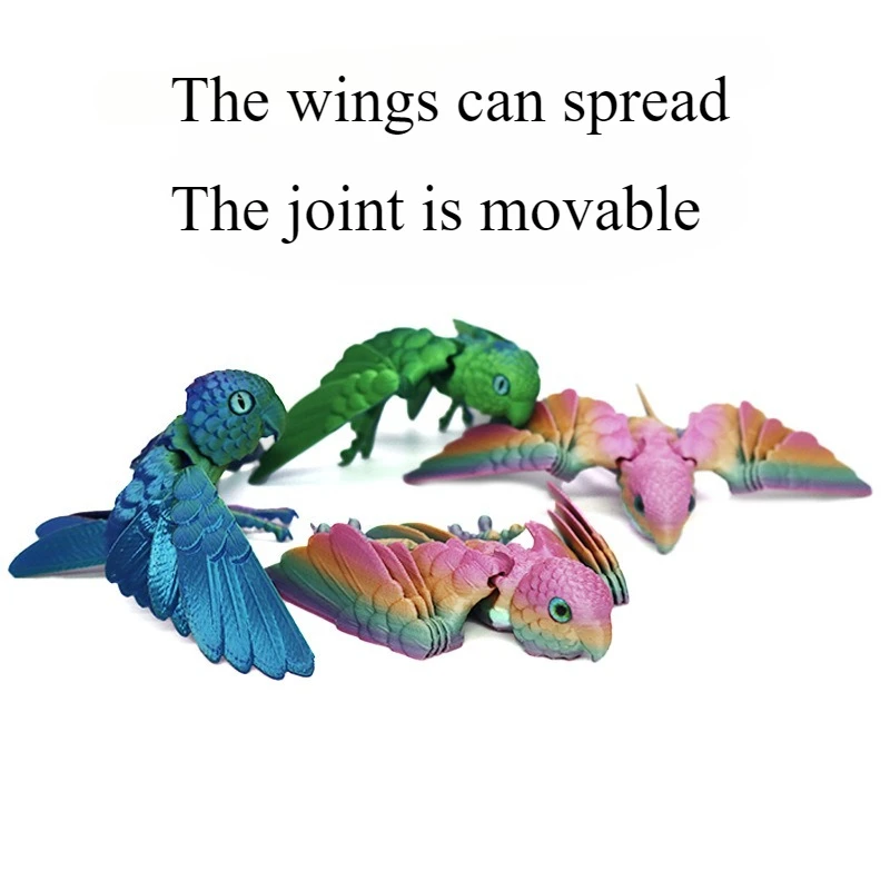 طباعة ثلاثية الأبعاد شخصيات الببغاء متعددة المفاصل المنقولة محاكاة نموذج حركة الحيوان للمنزل اكسسوارات الاطفال هدية غرفة الديكور #2