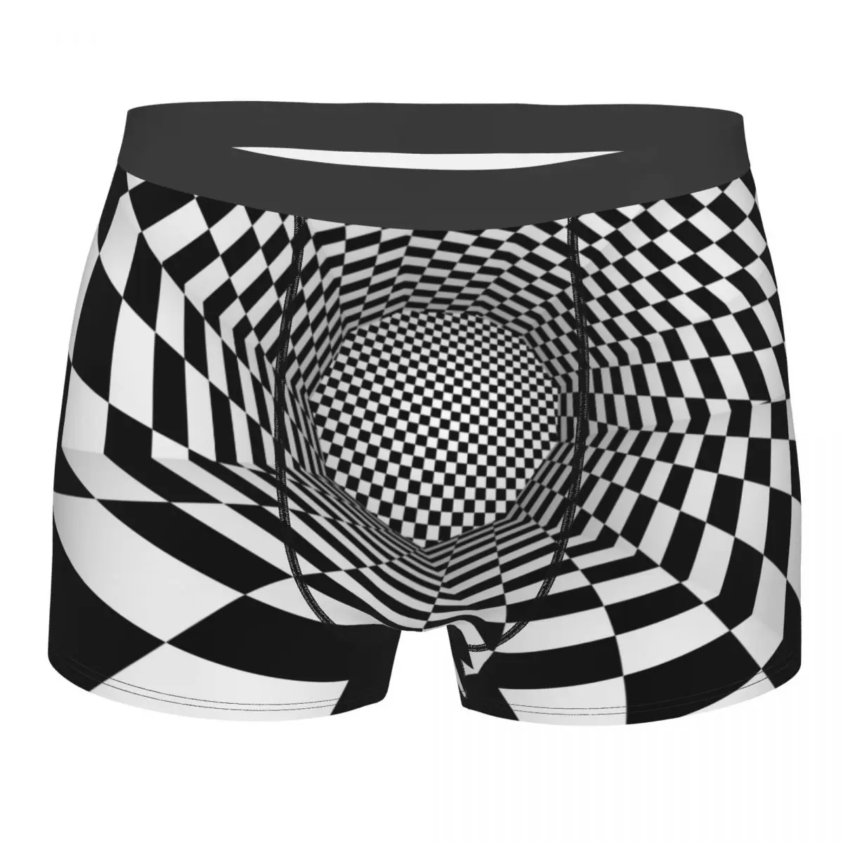 

Custom 3D Checkered Swirl Trap Boxers Shorts Mens Geometric Vortex Illusion Briefs Underwear Novelty Underpants