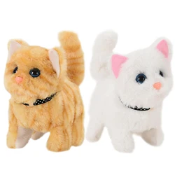 Lovely Electric Cat Plush Toy Soft Plush Stuffed Cat With Touch Control Interactive Cat Meow Robotic Pet Toy For Kids Girl Gifts