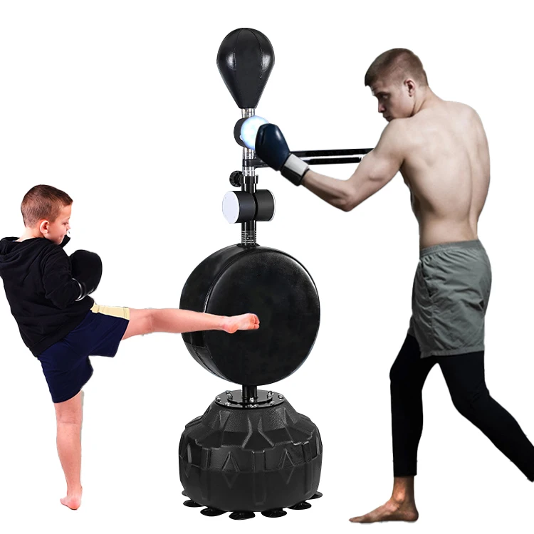 

Boxing Training Target Reflex Speed Bag 360 Spinning Bar Free Standing with 3 Sensor Light