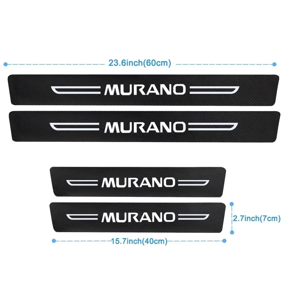 For Nissan Murano Badge Car Stickers Carbon Fiber Front Door Threshold Protect Decals Bumper Strips Door Sill Scuff Plate Film