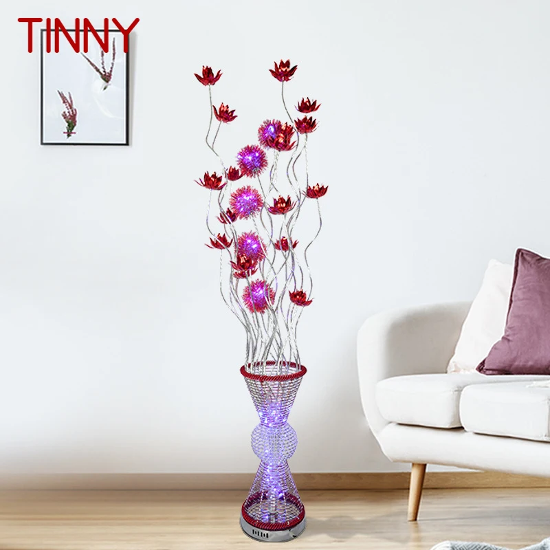 

TINNY Nordic Floor Lamp Modern Art Red Flower Iiving Room Sofa Bedroom Hotel LED Originality Decorative Standing Light