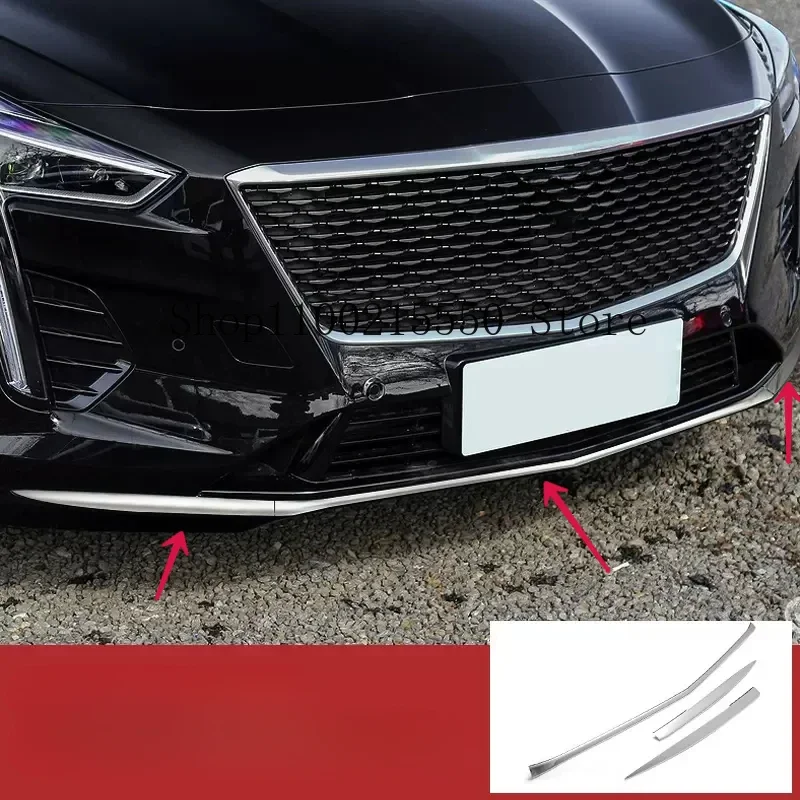 

Car modified Decoration For Cadillac CT6 2019 2020 2021 2022 Stainless steel Chrome Front Bumper Moulding Trim Cover bumper lip