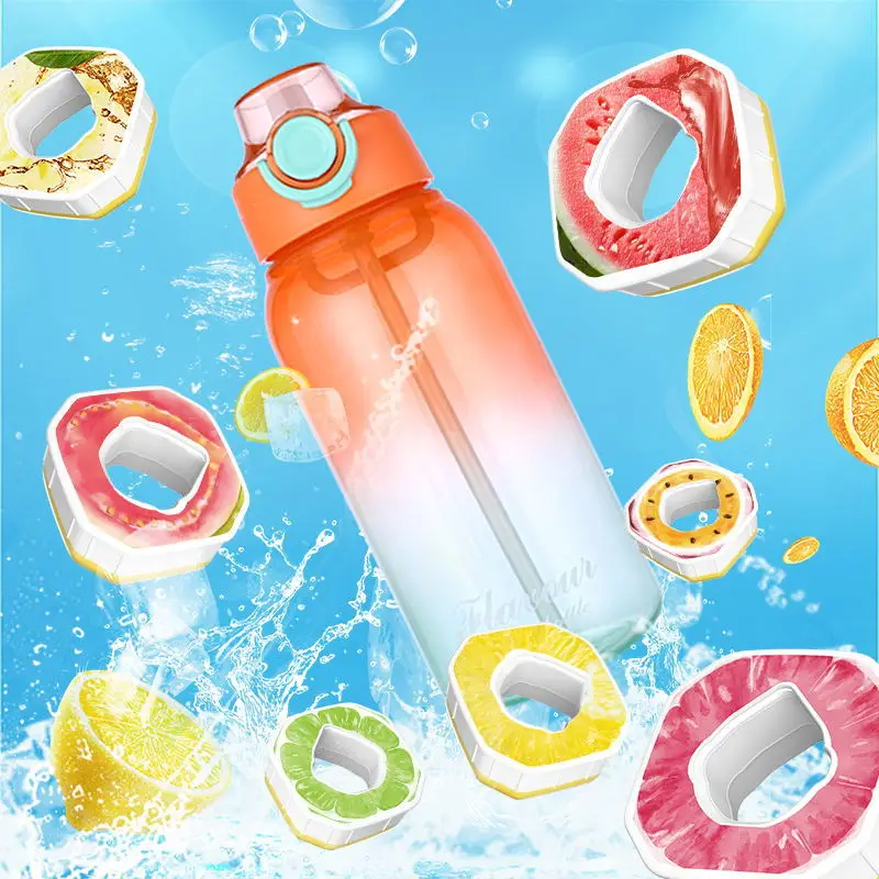 New Flavored Water Bottle 1000ML Creative 0 Sugar 0 Calorie Two-color Gradient Fruity Cup With Straw Air Up Scent Cup