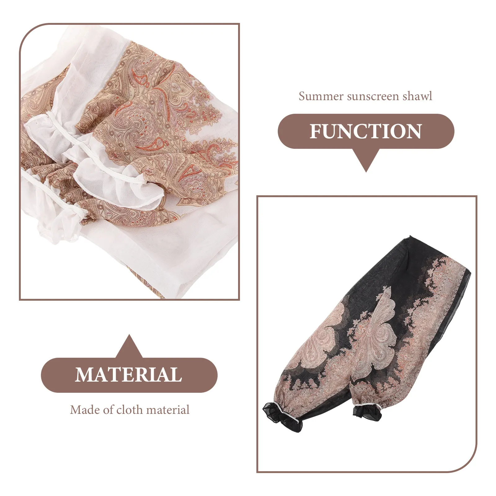 

2pcs UV Protection Shawl Arm Sleeves Women Lightweight Breathable Summer Fabric Sun Cover Black White Outdoor Sport Cycling