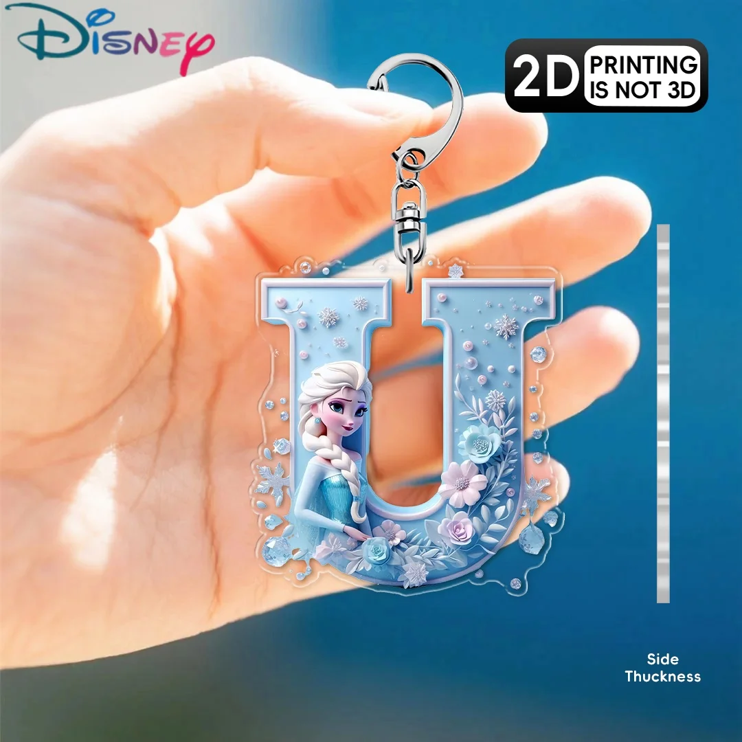 جديد ديزني فروزن إلسا أنيمي الشكل الاكريليك A-Z سلسلة مفاتيح من الكرتون قلادة ملونة سيارة مرآة الرؤية الخلفية بنين بنات هدية عيد ميلاد