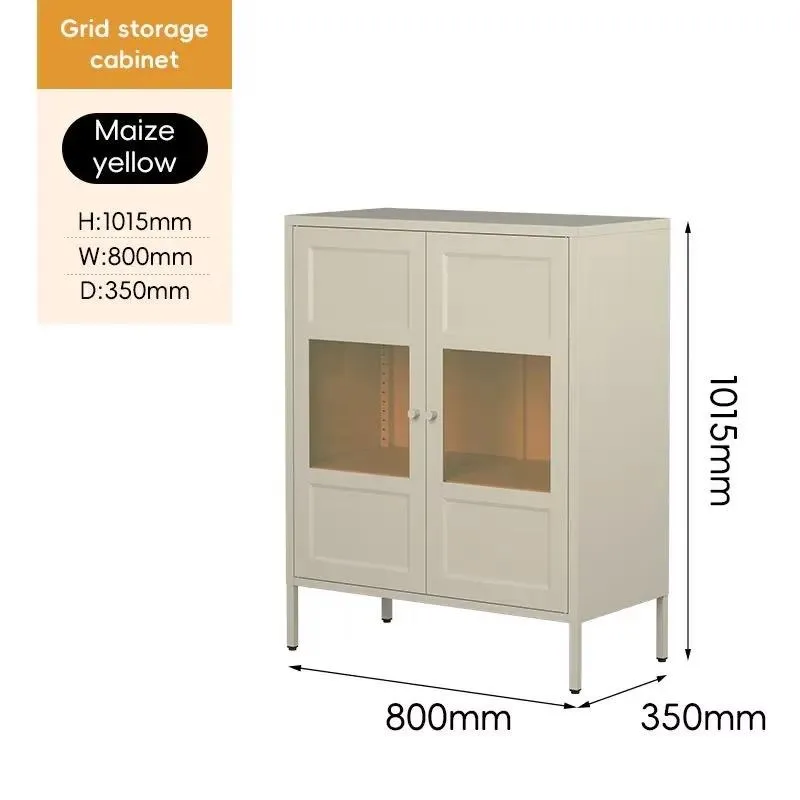 Three Tier Steel Storage Cabinet for Living Room with Adjustable Shelves Oil Resistant Easy to Clean Home Furniture Organizer