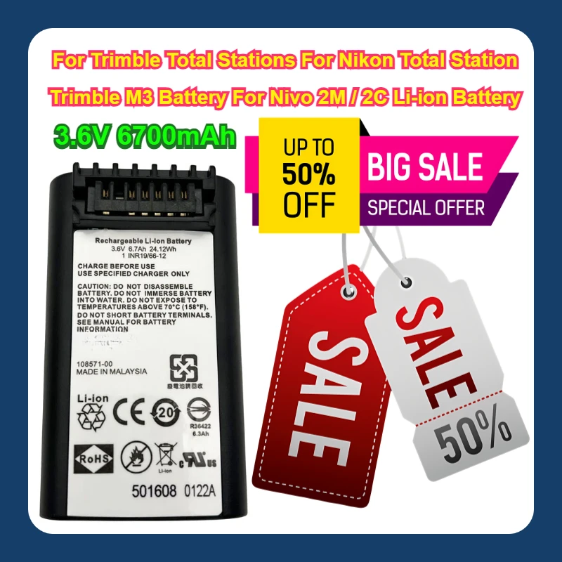 

3.6V 6700mAh For Trimble Total Stations For Nikon Total Station Trimble M3 Battery For Nivo 2M / 2C Li-ion Battery