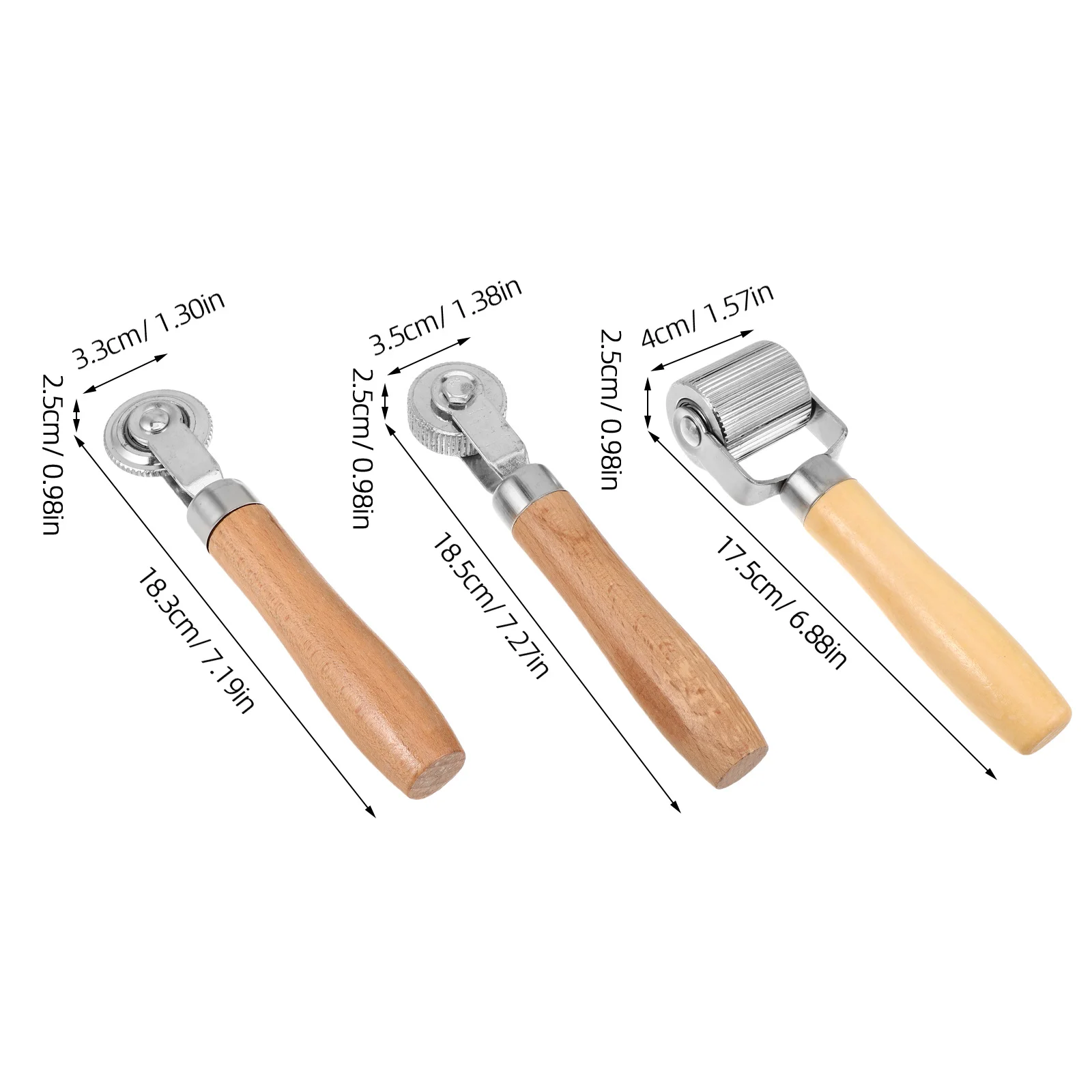 Conjunto de 3 Rolos de Metal para Reparo de Pneus com Cabo de Madeira, Ferramenta de Instalação para Redução de Ruído Automotivo