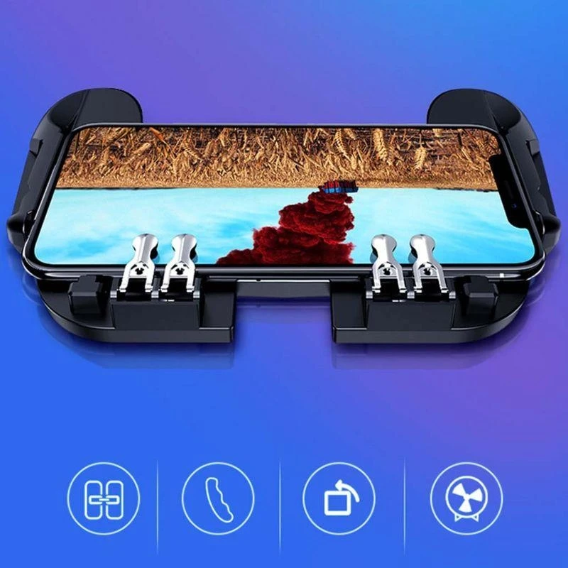 4 Trigger Mobile Game Controller مع مروحة التبريد قابلة للتعديل 6 وضع الإصبع