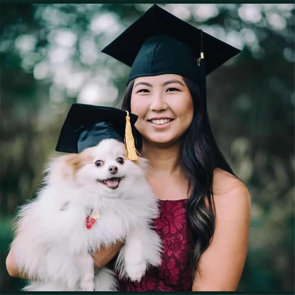 Pet Graduation Caps Dog Graduation Hats with Yellow Tassel Costumes for Dogs Cats Hat