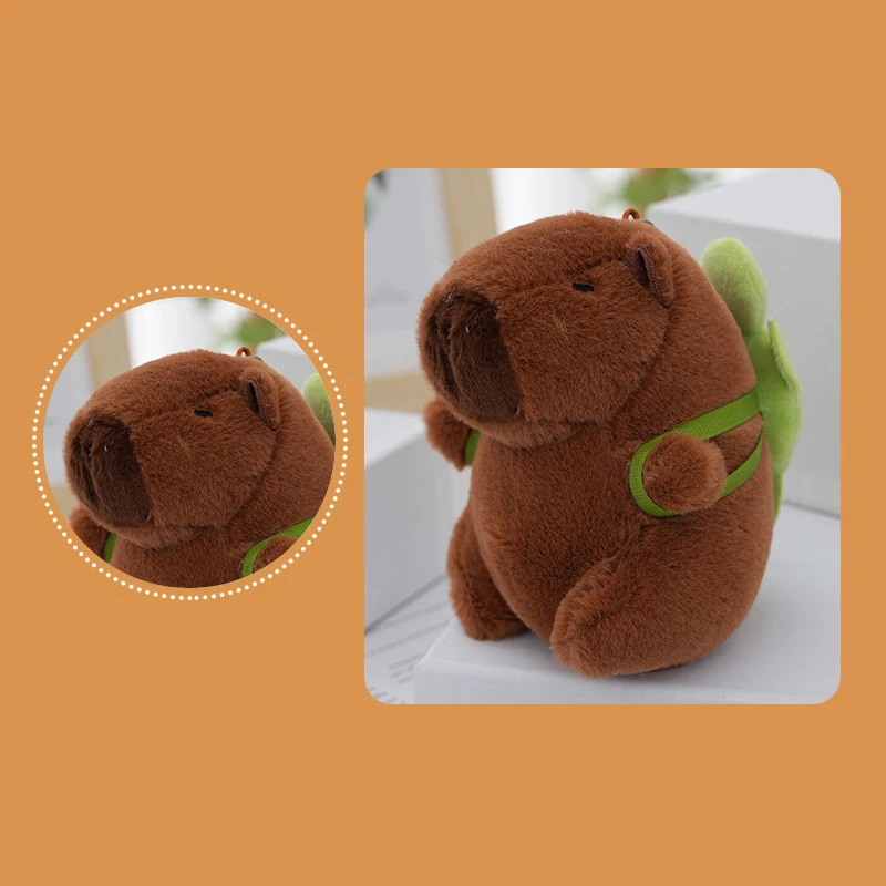 Bonito pelúcia capivara chaveiro animais dos desenhos animados brinquedo de pelúcia macio boneca presente brinquedos do miúdo saco boneca pendurado ornamentos pingente do carro