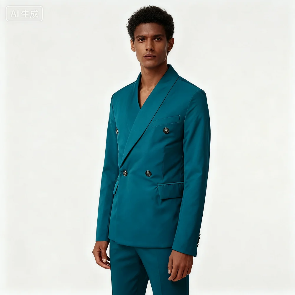 

Burgundy Shawl Lapel Suit Jacket Double Breasted Comfortable Slim Fit Wedding Blazer Fashion Prom Top for Men