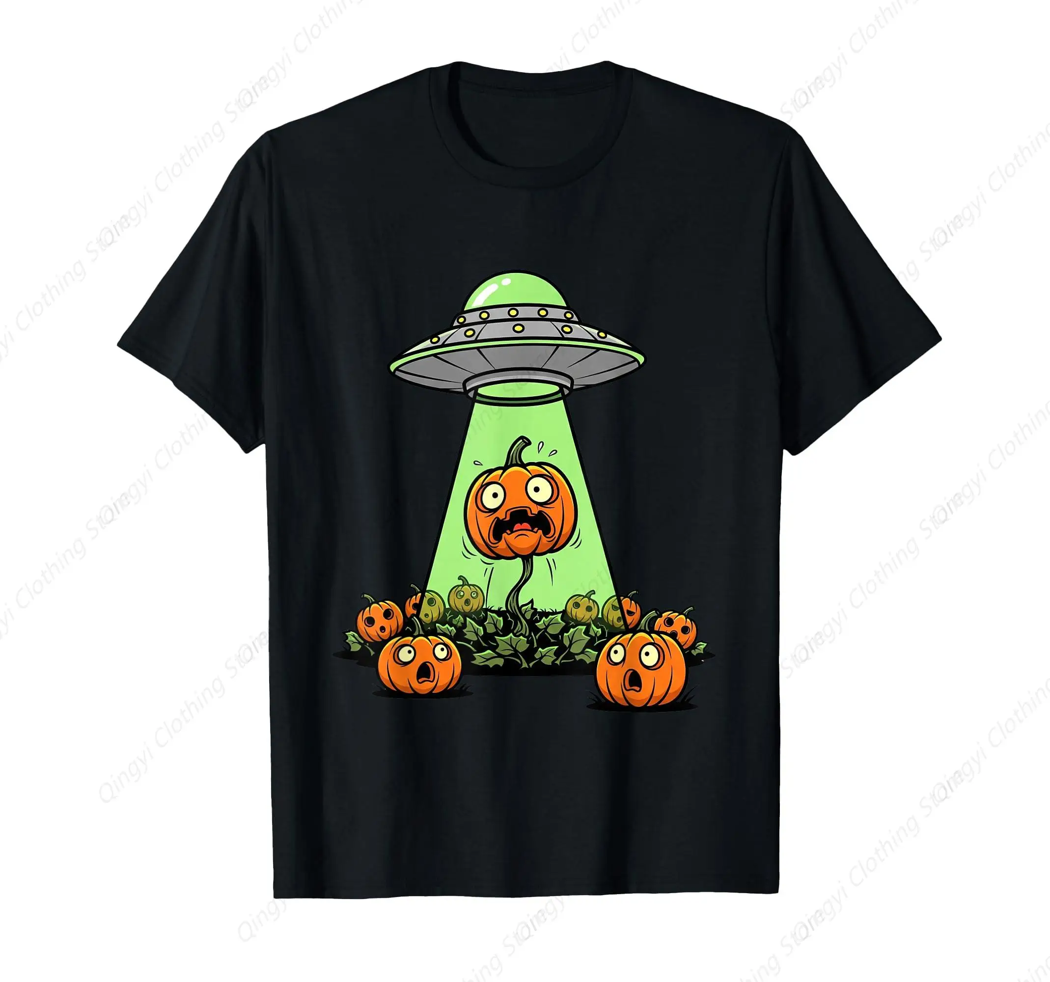 

Alien Abduction Funny Pumpkin Halloween Light UFO Tee Jack T-Shirt