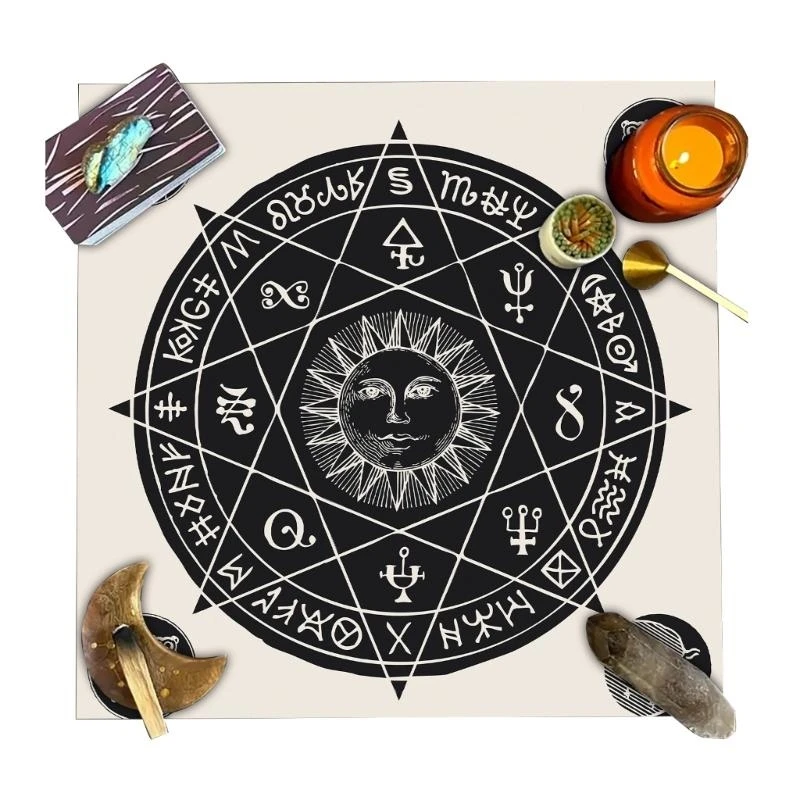 

Таро -татерсломная дивнация гобелена луна -фаза паттерна астрология скатерть