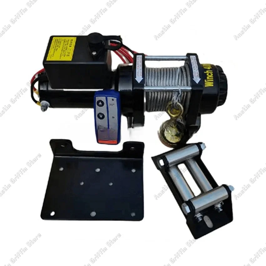 4000/4500lbs Steel Wire Rope Electric Winch For Traction Portable Winch Car Trailer Truck Off Road With Wireless Control 12v/24v