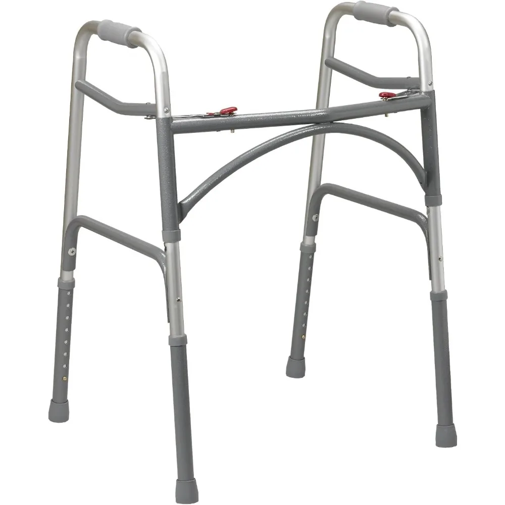 

Upgraded version 10220-1 Aluminum Bariatric Walker with Two Buttons, Gray