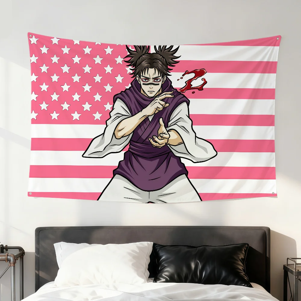 Anime-Fanart Choso Jujutsu Kaisen Rosa Flagge für Zuhause, Zimmer, Wohnheim, Camping, Party, Picknick, Dekoration, Geschenk, Banner, Garage, Wandbehang – Detail 8