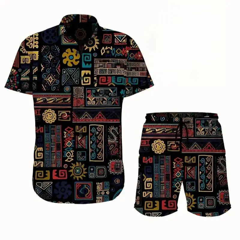 Short Sleeve Shirt And Beach Shorts Men's Set Stylish Hawaiian Shirt And Everyday Casual Men's Shorts Summer Simple Set