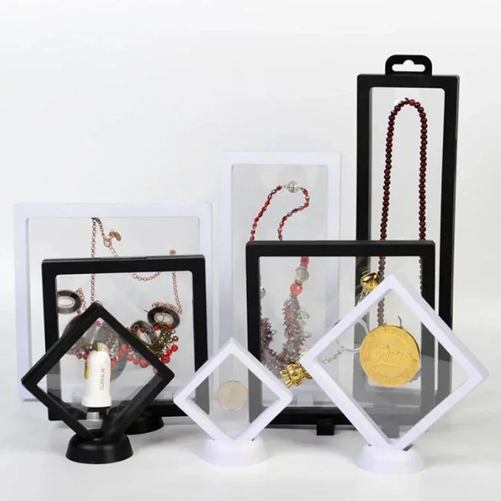 Transparent Film Jewelry Packing Box Suspended Ring Earrings Display Stand Holder Coin Collection Gems Storage PET Membrane Case