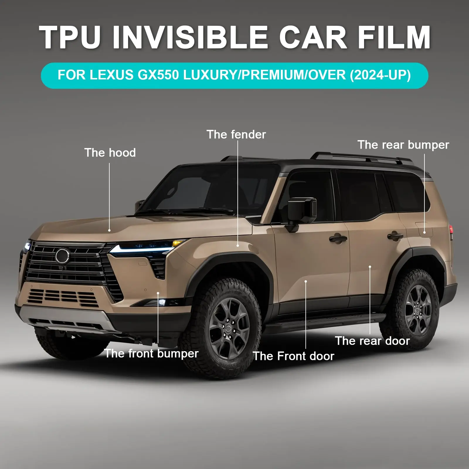 

For Lexus GX550 2024-UP Car TPU Pre-cut PPF Kit Scratch-resistant Front Bumper Hood Engine Transparent Protective Film