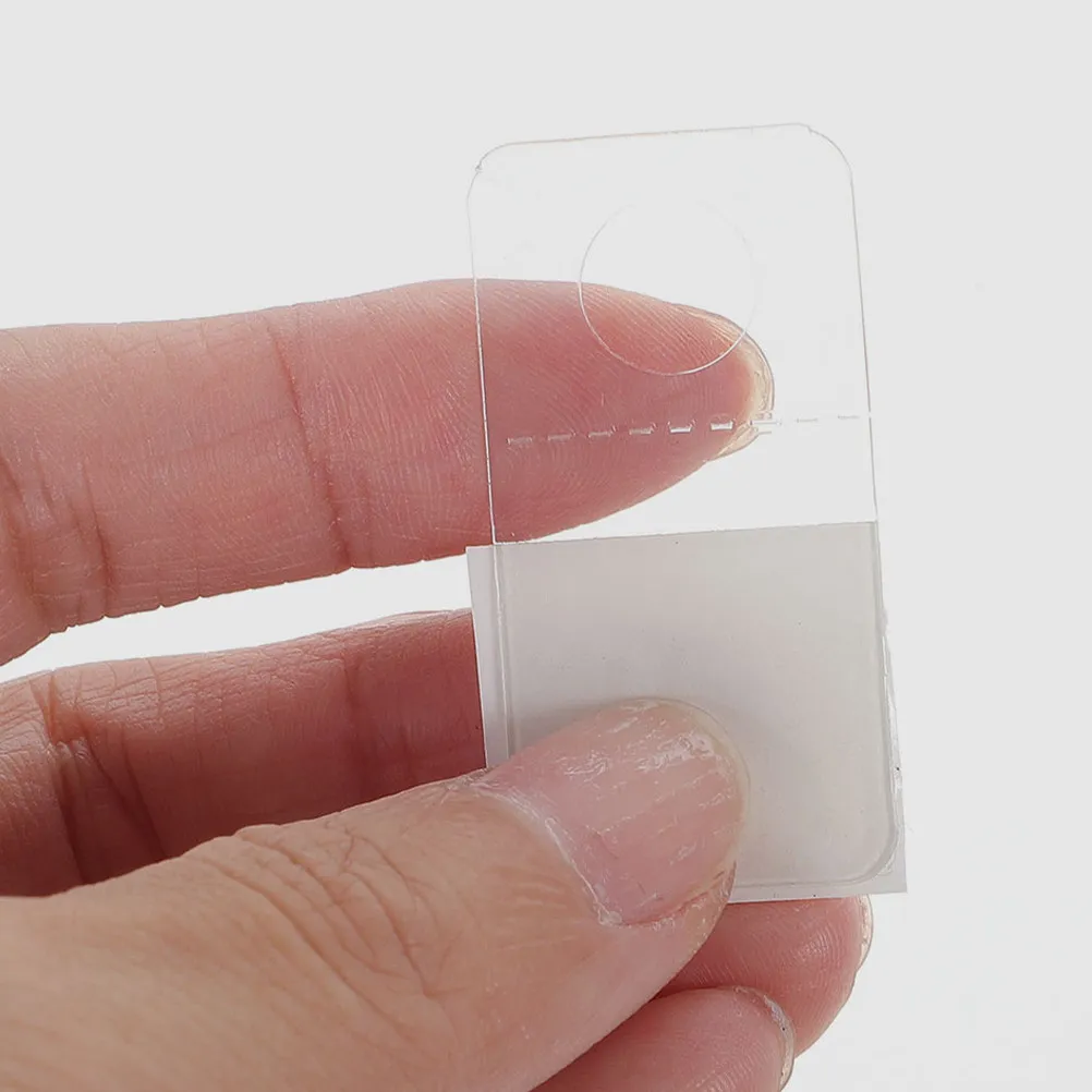 

100Pcs Clear Self Adhesive Hanging Tags Round Hole Plastic Tabs for Retail Store Display Small Item Organization Business Shop